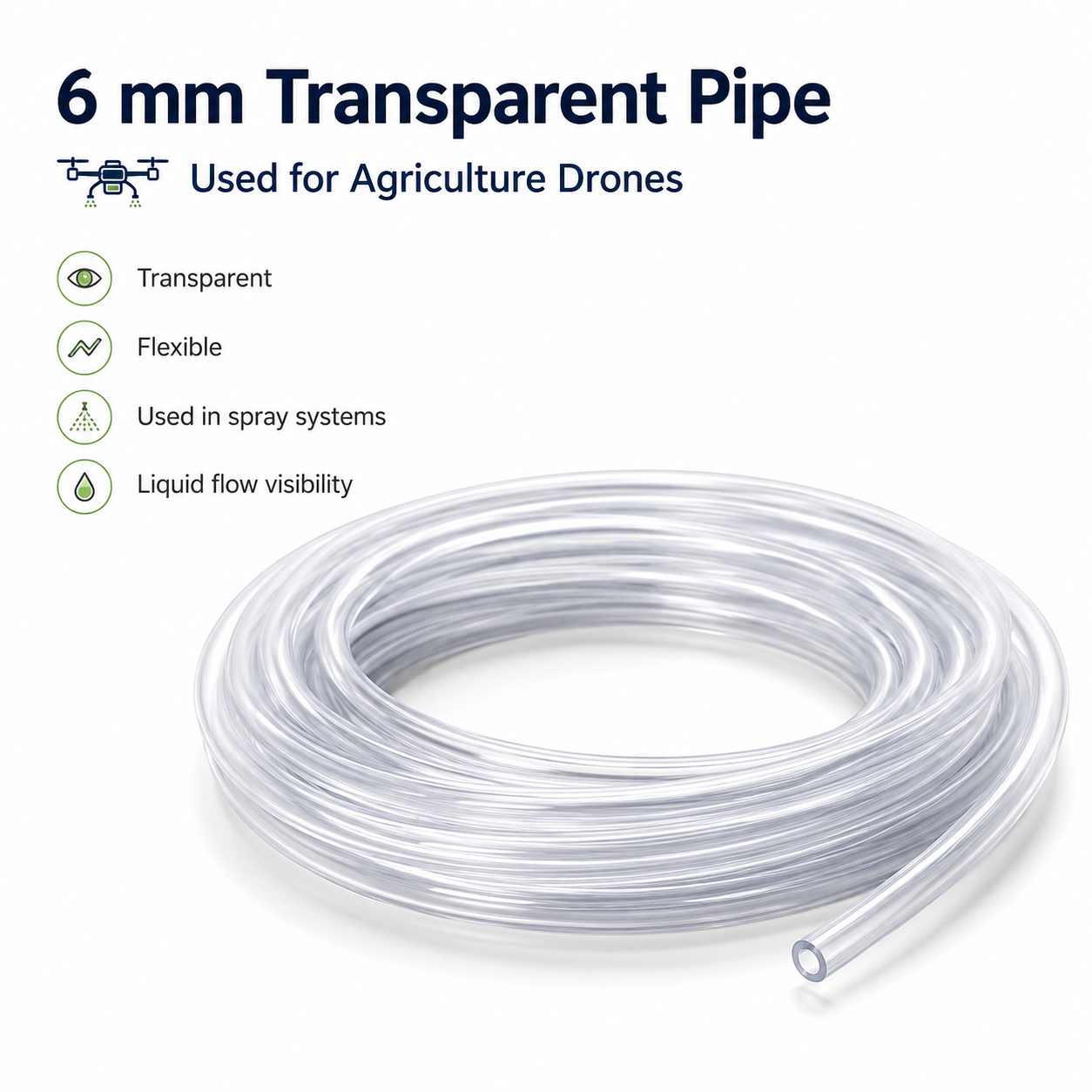 6 mm Transparent Spray Pipe for Agriculture Drones