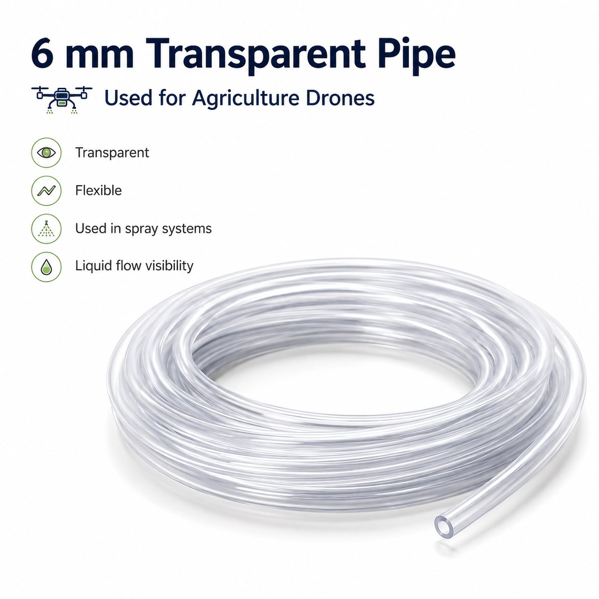 6 mm Transparent Spray Pipe for Agriculture Drones